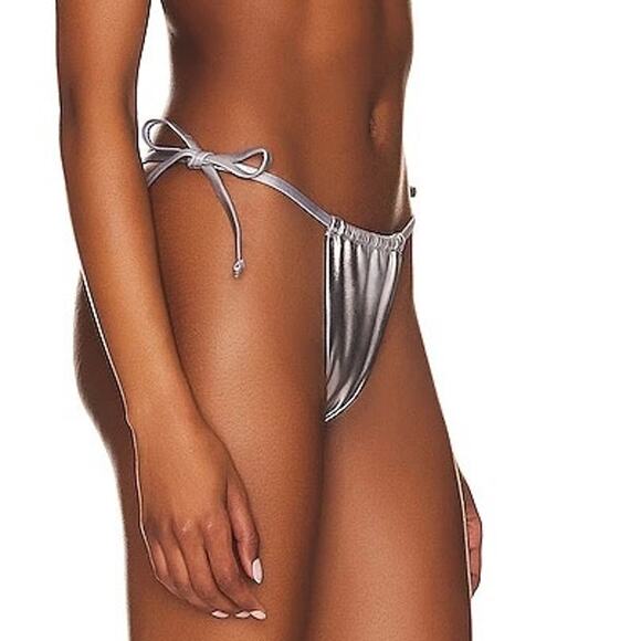 superdown Women's Silver Danae Tie Side Bikini Bottoms M‎ - Picture 2 of 12